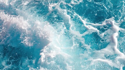 Dynamic ocean wave with sparkling blue water