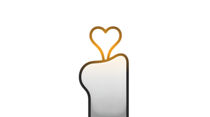 Abstract Heart Shaped Candle Glow flame love Transparent Background.