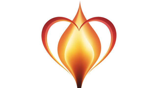 Abstract Heart Shape With Fiery Glow flame fire Transparent Background.