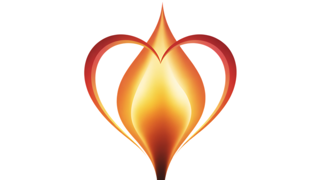 Abstract Heart Shape With Fiery Glow flame fire Transparent Background. - Powered by Adobe
