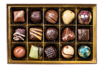 Variety of Gourmet Chocolates for Culinary and Celebration Projects on Transparent or White Background PNG
