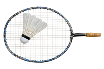 Badminton Racket with Shuttlecock for Sports and Recreation on Transparent or White Background PNG