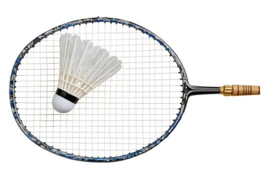 Badminton Racket with Shuttlecock for Sports and Recreation on Transparent or White Background PNG - Powered by Adobe