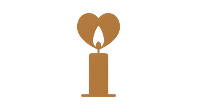 Bronze Heart Candle Flame Icon Transparent Background Perfect for Valentine’s, love and spiritual themes. High-quality scalable PNGs for T-shirts, stickers, and digital projects.