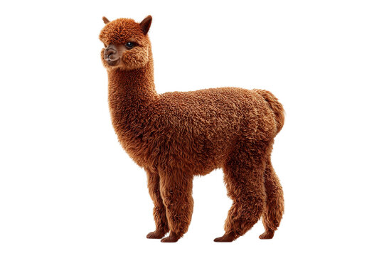 Cute Alpaca Portrait for Animal and Wildlife Themes on Transparent or White Background PNG