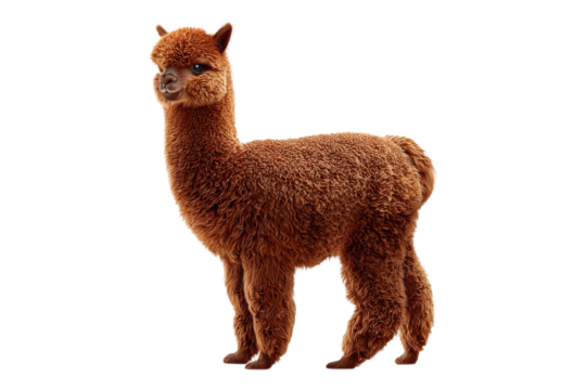 Cute Alpaca Portrait for Animal and Wildlife Themes on Transparent or White Background PNG