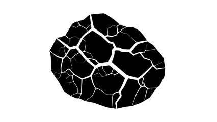 Fototapeta premium Cracked earth texture in black and white silhouette