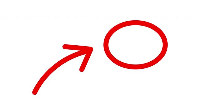 animated Red circle spotted with arrow on transparent background