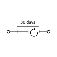 Timeline icon illustrating a 30day period with a circular arrow indicating repetition or renewal