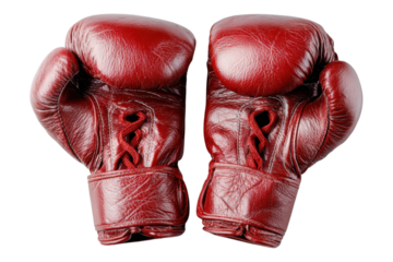 Red Boxing Gloves Image for Fitness and Martial Arts Concepts on Transparent or White Background PNG