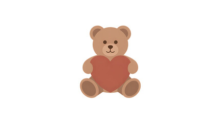 Fototapeta premium Cute Teddy Bear Holding a Red Heart love romance Transparent Background.