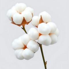 Fluffy cotton bolls isolated on transparent background