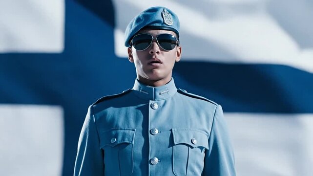 Soldier in Uniform Standing Respectfully Against Flag During Ceremony