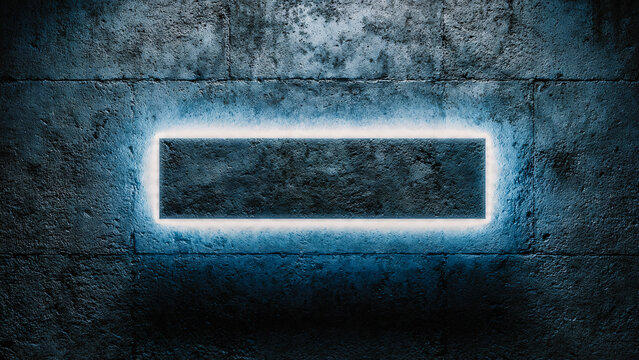 Surface encadr&eacute;e de lumi&egrave;re sur mur en b&eacute;ton