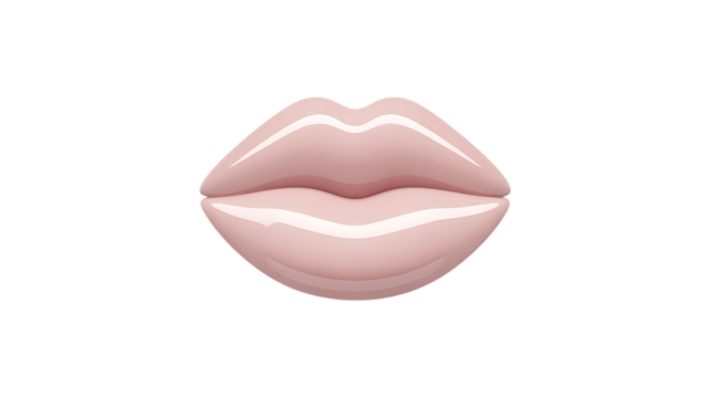 Glossy Pink Lips with Subtle Shine mouth shiny Transparent Background.