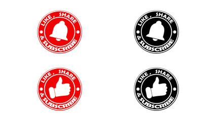 Red & Black Like Share Subscribe Icon – Isolated Round Button Graphic