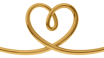 Gold Twisted Heart Shape With Transparent Background Perfect for Valentine’s, love and spiritual themes. High-quality scalable PNGs for T-shirts, stickers, and digital projects.