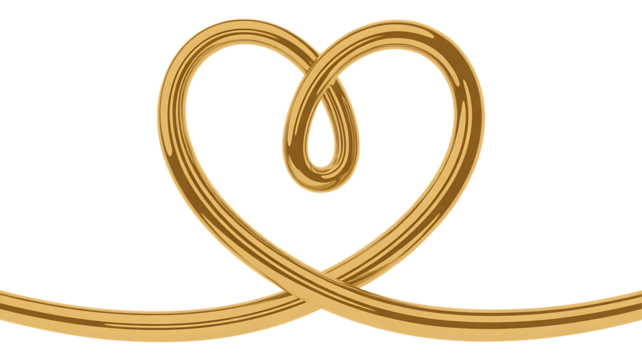 Gold Twisted Heart Shape With Transparent Background Perfect for Valentine’s, love and spiritual themes. High-quality scalable PNGs for T-shirts, stickers, and digital projects.