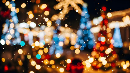 Sparkling Bokeh Lights Christmas Night Background
