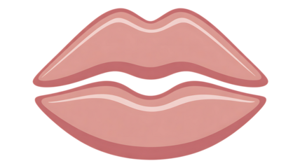 Stylized Pink Lips with Defined Outline mouth illustration Transparent Background Perfect for Valentine’s, love and spiritual themes. High-quality scalable PNGs for T-shirts, stickers.