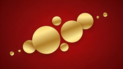 Golden circles of varying sizes arranged on a rich red background, creating a visually appealing design.