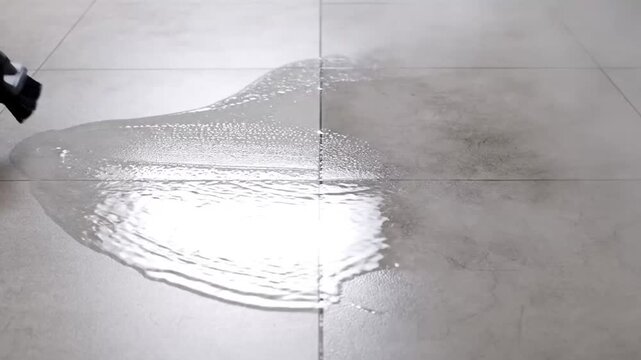 Advanced Cleaning Robot in Action Scrubbing and Polishing Ceramic Floor Tiles