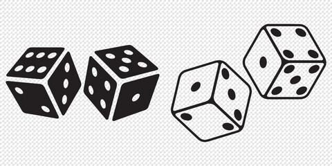 Dice icon set with all six faces in black color in outline style. Ludo game dice symbols in outline style. Set of six sides of a dice icon in black color. Dice icon concept vector illustration. eps 10