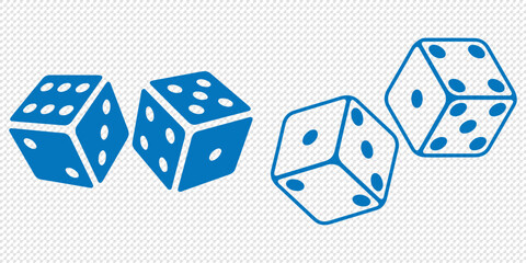 Dice icon set with all six faces in black color in outline style. Ludo game dice symbols in outline style. Set of six sides of a dice icon in black color. Dice icon concept vector illustration. eps 10