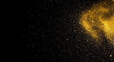 Obraz premium Abstract golden glitter particles on black background festive concept design