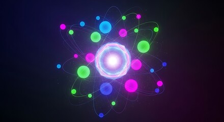 Glowing Atom Model: Science, Technology, and Abstract Design