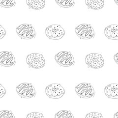 hand drawn donut seamless pattern background