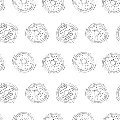 hand drawn donut seamless pattern background