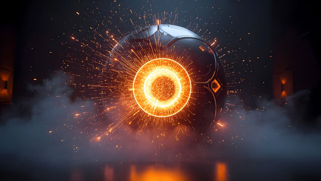 Futuristic Energy Core Explosion – Sci-Fi Glowing Sphere with Sparks