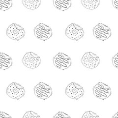 hand drawn donut seamless pattern background