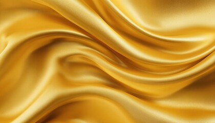 Obraz premium Lustrous Golden Yellow Metallic Gold Wavy Smooth Silky Fabric. A Stunningly Luxurious Material With A Radiant Shine And Elegant Texture.