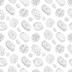 hand drawn donut seamless pattern background