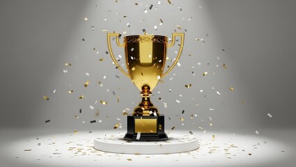 Golden cup of coffee, an icon of success and victory for the ultimate winner, embodying the concept that time is money for the best achievers