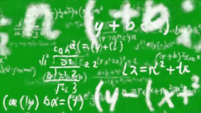 Dynamic abstract background filled with complex mathematical equations and algebraic formulas, symbolizing problem-solving, theoretical research, and educational concepts
