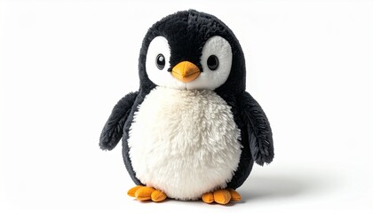 Naklejka premium Cute Penguin Plush Toy on Clean Soft Studio Background