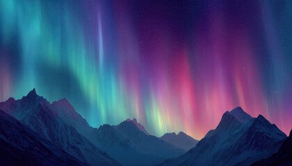 Awe-Inspiring Display: Aurora Borealis Dancing In Winter Mountains Under A Starry Arctic Sky With Northern Lights.
