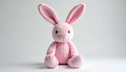 Obraz premium Minimal Pink Bunny Plush on Clean Neutral Studio Surface