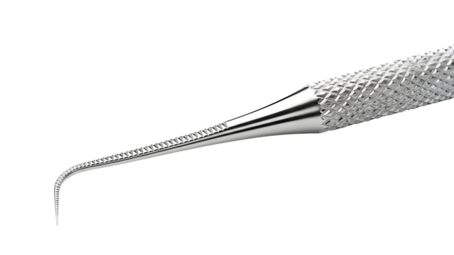 Stainless Steel Dental Explorer Probe Tip Isolated Product Shot on White