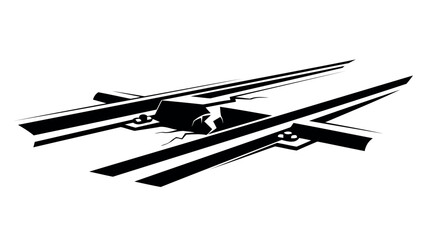 Abstract broken column with crack silhouette