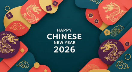 Chinese new year 2026 background with dragon motif