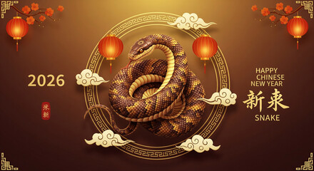 Chinese new year snake illustration with transparent background