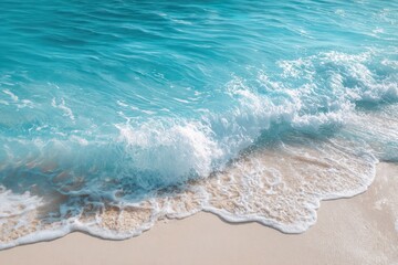 Pristine Beach Scene with Clear Blue Water and Copy Space
