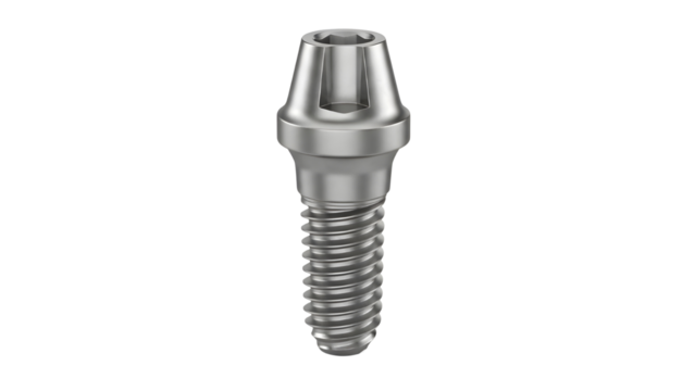 Highly Realistic Metallic Dental Implant Screw Fixture 3D Render Isolated on White Background