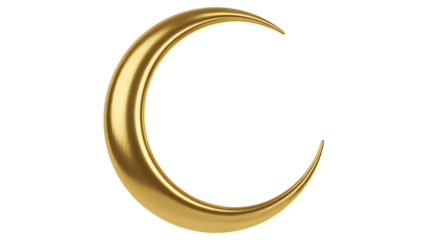 Metallic Gold Crescent Moon with Transparent Background for Spiritual, Astrology & Luxury Design Projects.