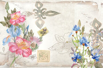 vintage background with flowers