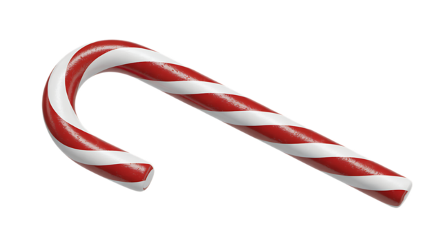 Classic Christmas Candy Cane with Transparent Background. - Powered by Adobe